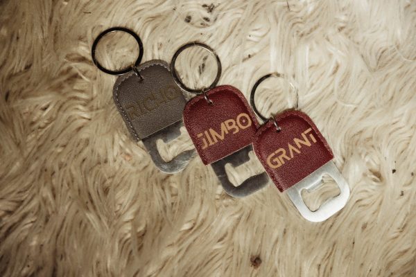 Personalised Leather Bottle Opener Keychain – Custom Name Engraved