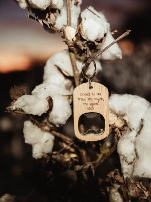 Custom Wood Bottle Opener Keychain – "Cheers to the Man, the Myth, the Legend"